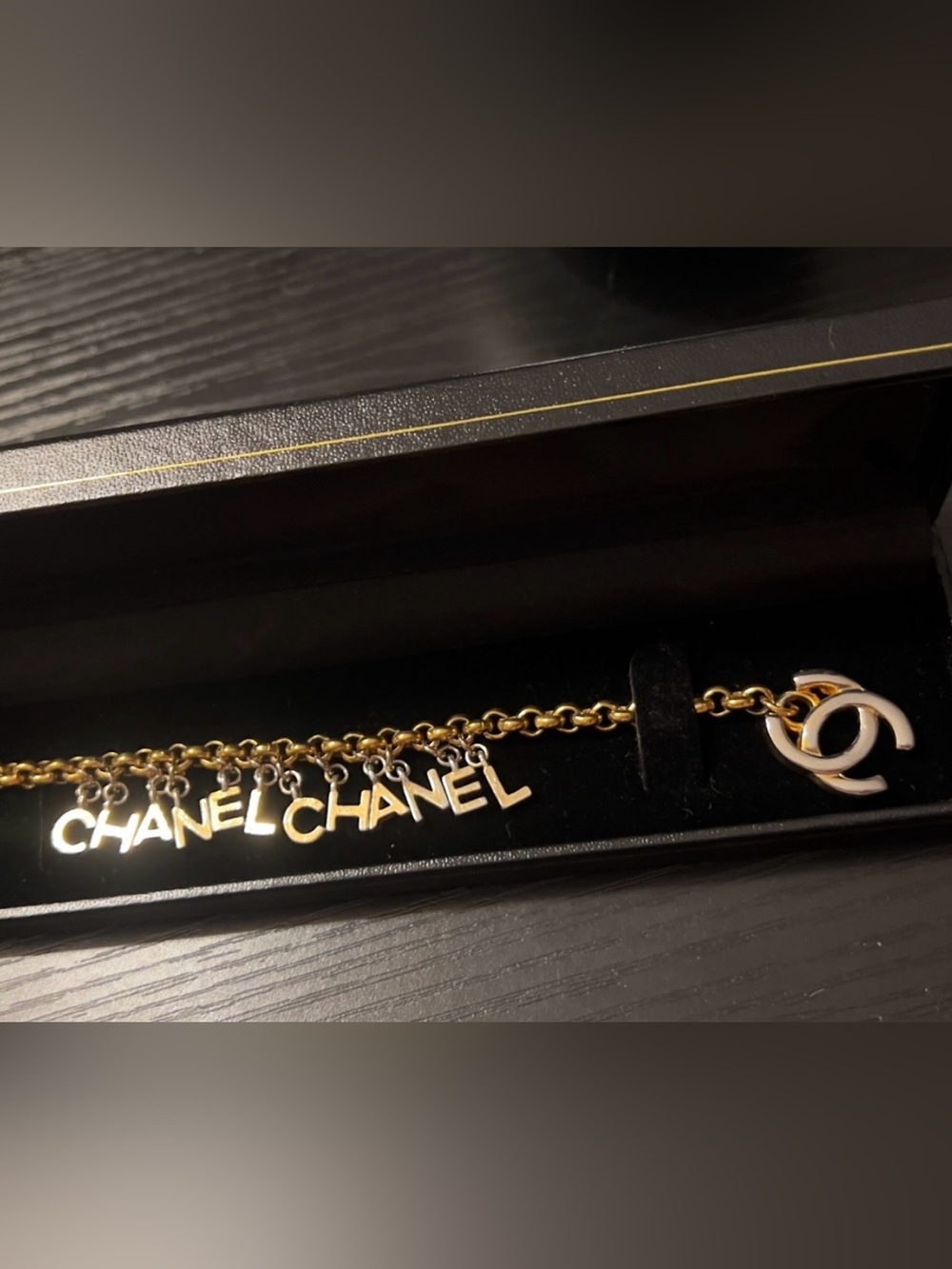 CHANEL Vintage 96P Turnlock Bracelet 24K GP Letter Charms 1996 Karl Lagerfeld - Picture 3 of 8